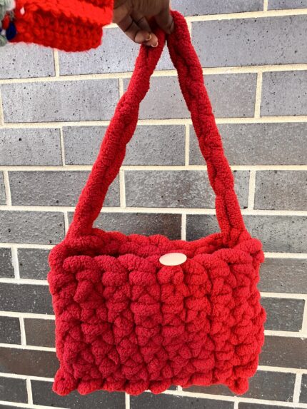Chunky Textured Tote - Cozy Red